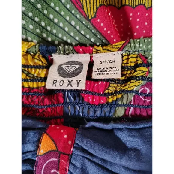 Roxy Dream Strapless midi tiered dress Corsair Blue Orange Bohemian Sweetheart - Picture 8 of 9